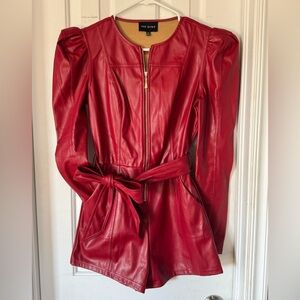 Women's like a boss Red Leather romper
